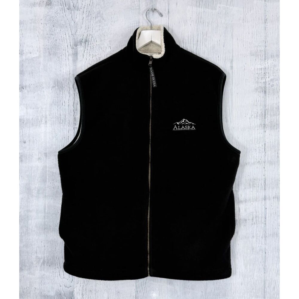 Polar Graphics Fleece Vest Women's Large  Alaska Embroidered Full Zip Sherpa VTG
